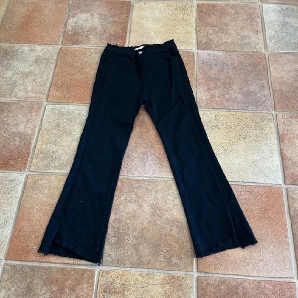 Evening sand  boutique brand raw edge kick flare ankle jeans